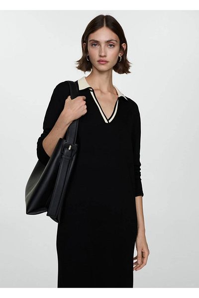 MANGO Woman Contrast Collar Knitwear Dress