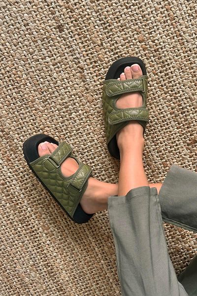 STRASWANS Papuci de zi cu detaliu matlasat pentru femei Flex kaki
