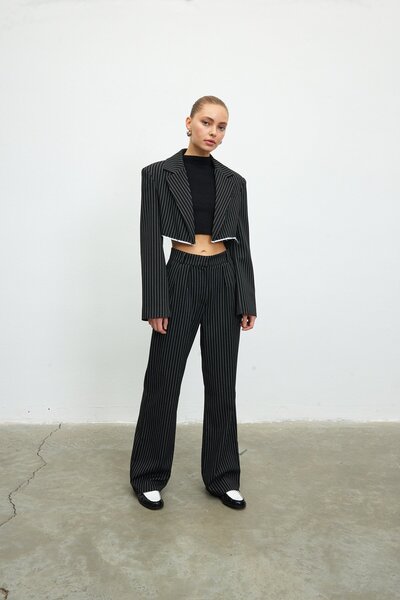 VATKALI Çizgili crop blazer