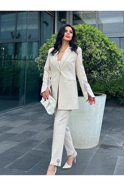 pembekurdelem Stone Detailed Women's Jacket and Trousers Set