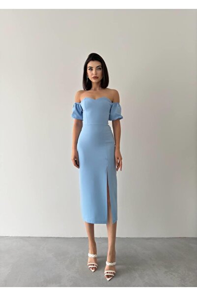 conconmoda Tasarım Selenyum Midi Atlas Elbise