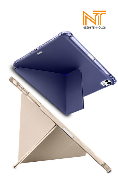 Nezih Case iPad Pro 2020/21/22 12.9 Inch Uyumlu Tri Folding Kalem Bölmeli Uyku Modlu Akıllı Kılıf