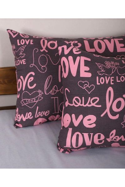 mihriban Set of 2 Love Pattern Pillowcases 50X70 cm