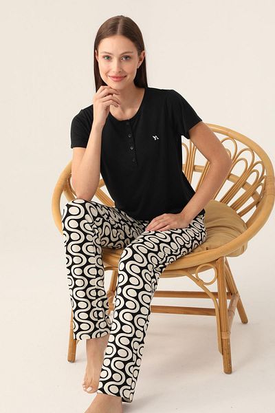 Arnetta Set pijama dama model 2895 cu maneca scurta neagra