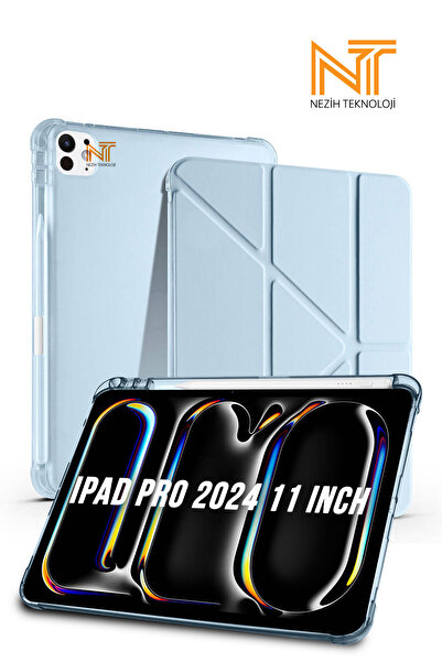 Nezih Case Apple iPad Pro 11 2024 Kalem Bölümlü Standlı Uyku Modlu Akıllı Kılıf