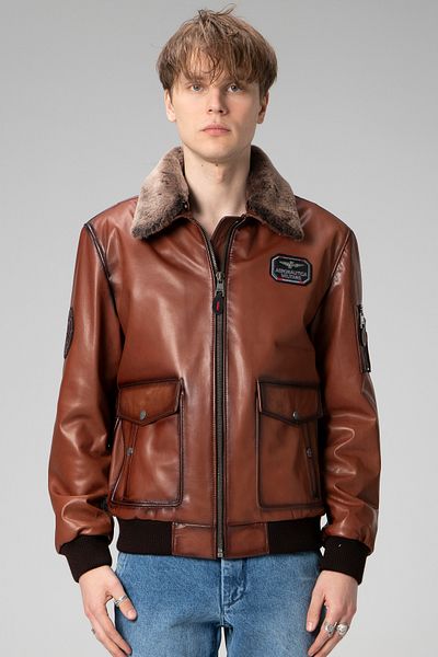 Dericlub Falcom Savaki Collar Fur Real Leather Men's Coat Whisky