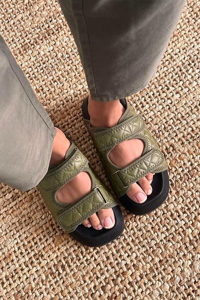STRASWANS Papuci de zi cu detaliu matlasat pentru femei Flex kaki