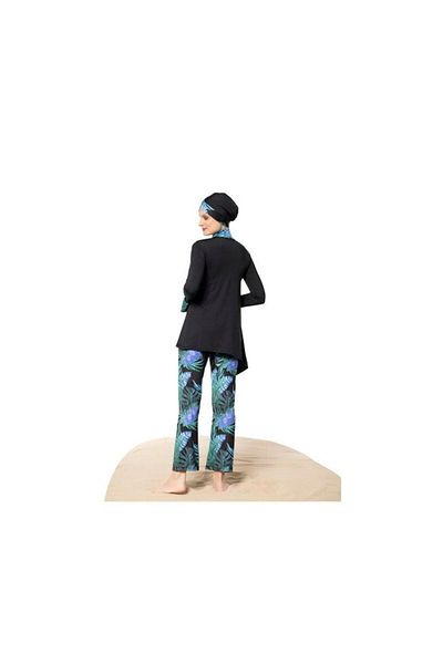 Ruko Maio 22132 Colorful Women's Patterned Lycra Hijab Swimsuit