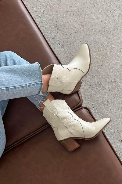 STRASWANS Jenson Women's Genuine Leather Heeled Leather Boots Beige