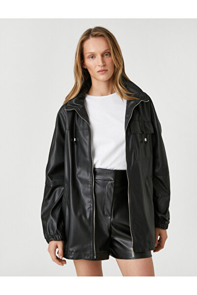 Koton Αδιάβροχο με κουκούλα με τσέπες και κορδόνια