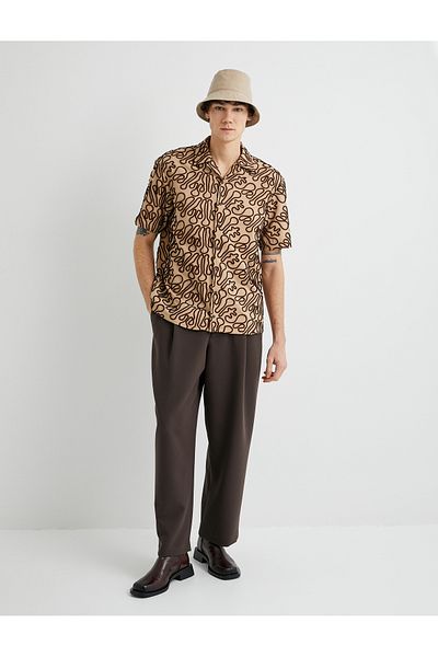 Koton Chino Fabric - Φαρδύ φαρδύ παντελόνι με κουμπιά και λεπτομέρεια τσέπης