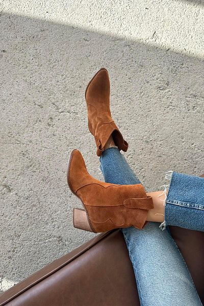 STRASWANS Jenson Women's Genuine Leather Suede Heeled Leather Boots Brown