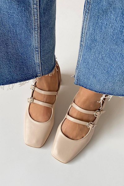 STRASWANS Harry Women's Heeled Leather Shoes Beige