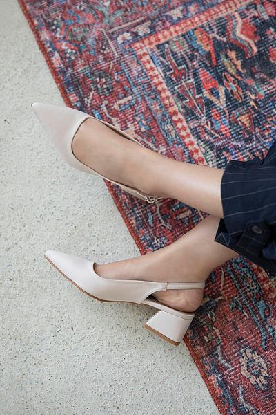 STRASWANS Hanna Women's Fabric Detail Heeled Shoes Beige