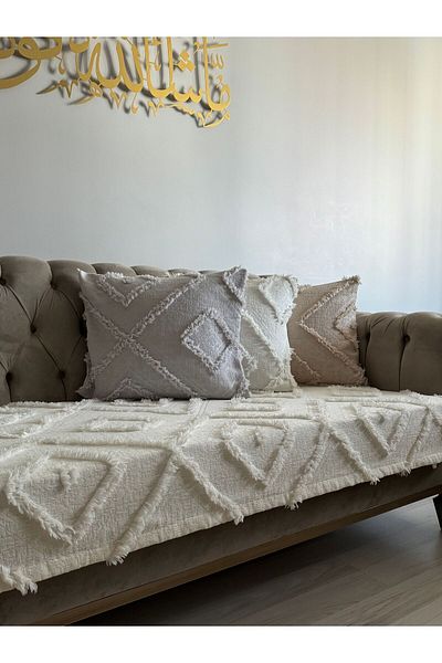 LUSSO Husa de canapea scandinava stil ecru - 100x240