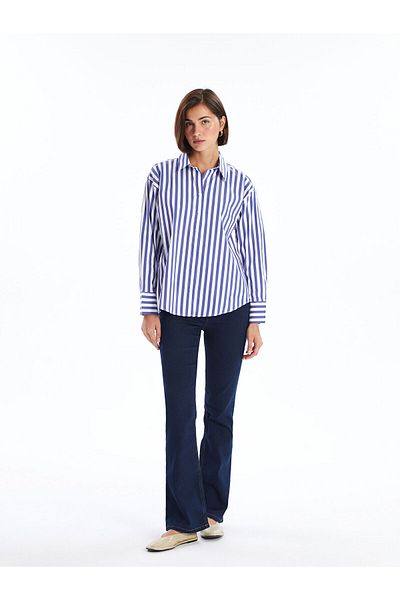 LC Waikiki Lcwaıkı Classic Blue Striped Women's Shirt