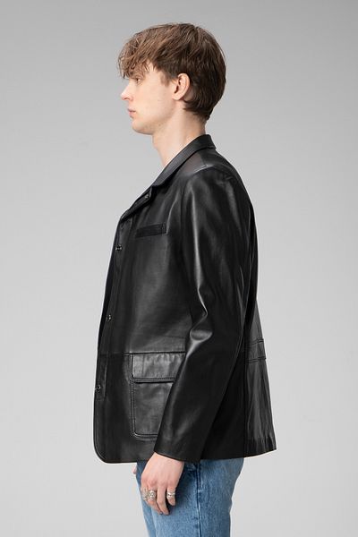 Dericlub E1031-1 Genuine Leather Men's Coat Black