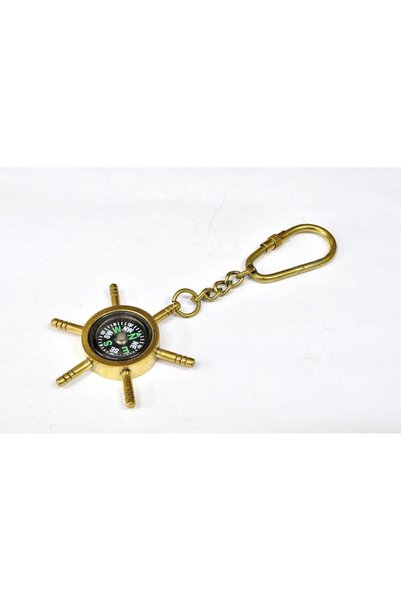 tesbihcidayı Brass Keychain in the Shape of a Compass (anh-70022)