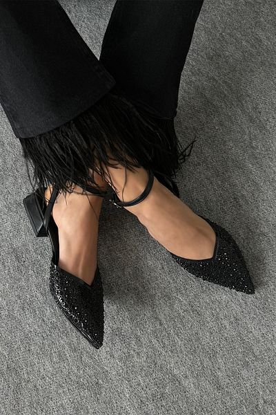STRASWANS Marisa Women's Stone Detail Transparent Heeled Shoes Black