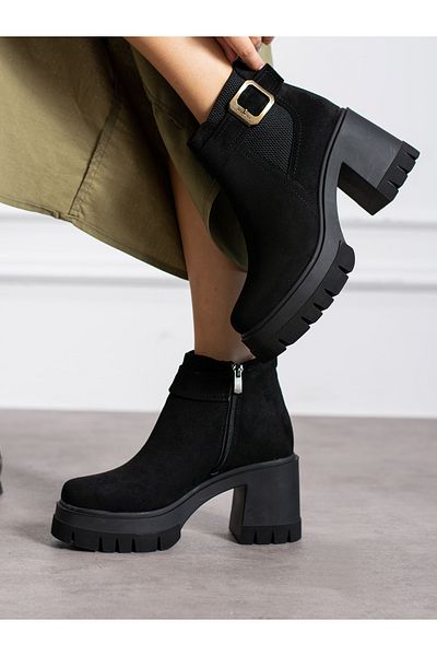 Alemdar Shoes Γυναικείες μπότες MILAN Μαύρες Suede Buckle Detail