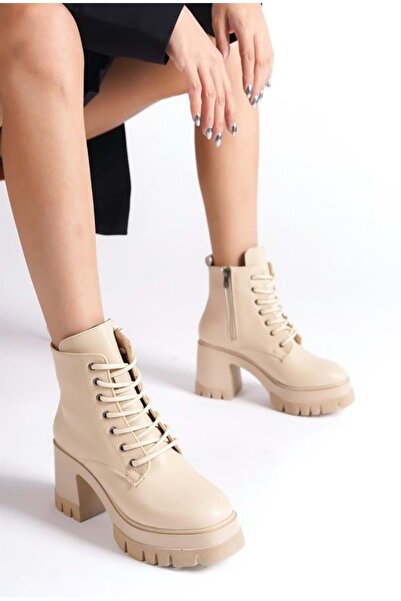 Kids Club Shoes Feles Ψηλή Χοντρή Σόλα 9 εκ. Lace Up Γυναικείες Μπότες ΜΠΕΖ