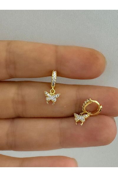 Arescollection 1 Piece Butterfly Dangle Tragus Rook Compatible Minimal Ring Piercing Earring
