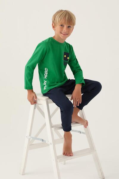 ROLY POLY 3338 Green Men's Waiter Cotton Long Sleeve Pajama Set