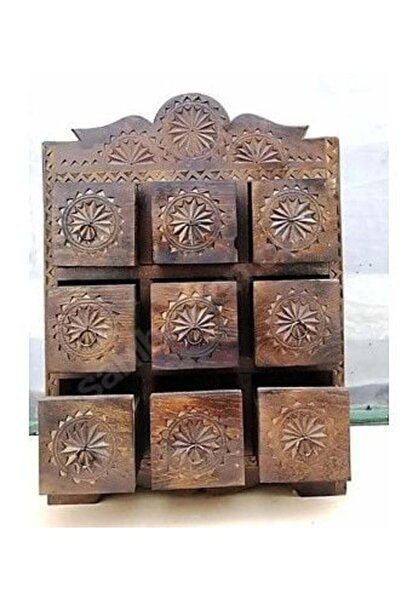 Otantik Çarşı Ahşap Masa Üstü Şifonyer Takı Kutusu Mücevherlik  45x35 cm.