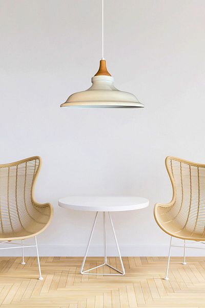 Bamyum Bergo Single Reverse Wooden Cork Head White Chandelier Living Room Bedroom Pendant Lamp Model