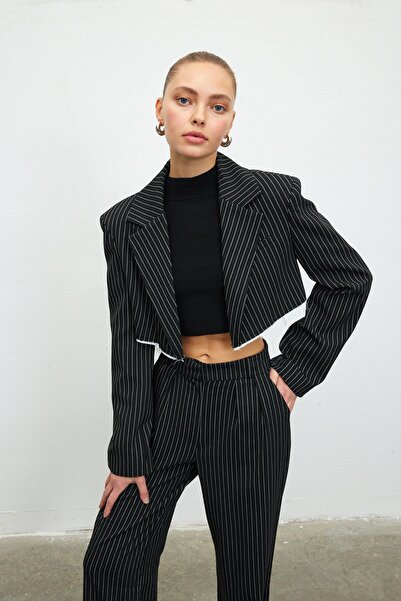 VATKALI Çizgili crop blazer