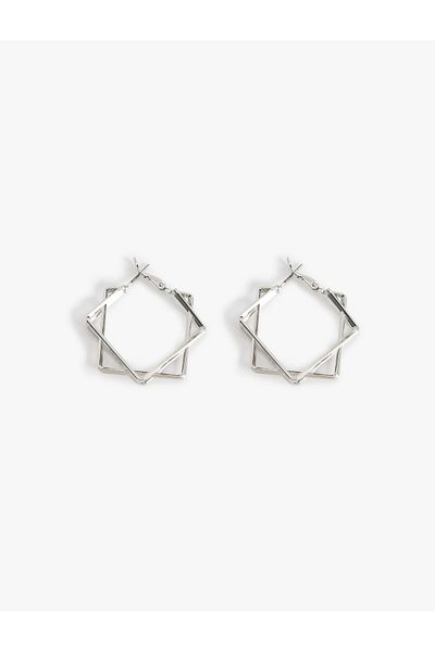 Koton Geometric Steel Hoop Earrings