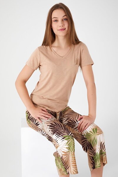 Arnetta Vizon Renk Kadın Kapri Şort Takım