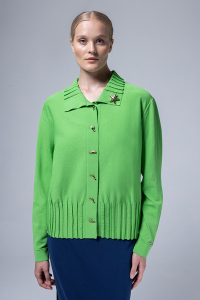 Niliwi 3063 Hrk - Short Cardigan with Brooch, Thick Wait