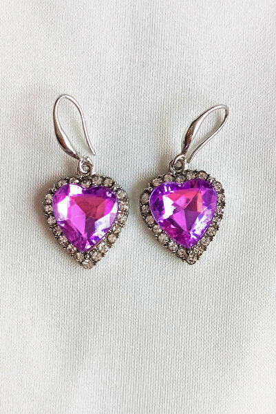 Ticen Kalpli Mor Renk Çelik Küpe Kadın