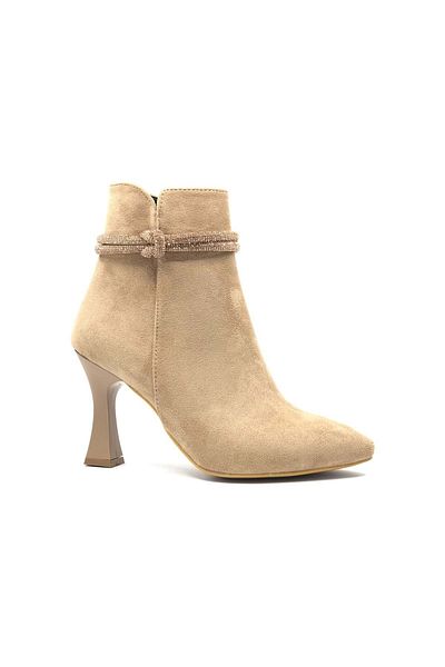 Kids Club Shoes Feles Knot Stone Λεπτομερείς Γυναικείες Μπότες με τακούνι Κύπελλο TEN-SUEDE