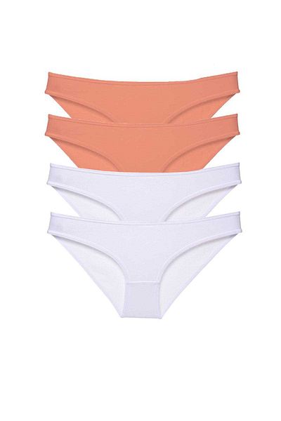 Angoravi 4 Pieces Eco Set Lycra Women's Slip Panties Powder White