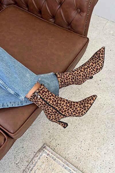 STRASWANS Poppin Kadın Pino Ökçe Kumaş Bot Leopar