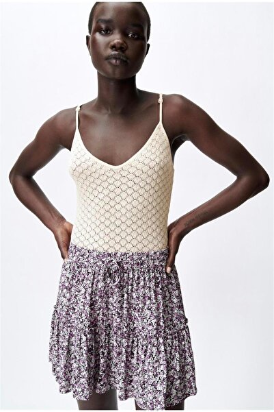 Yuksektopuklarboutique Çiçekli Şort Etek