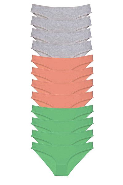 Angoravi 12 Pieces Super Eco Set Lycra Women's Slip Panties Gray Powder Green