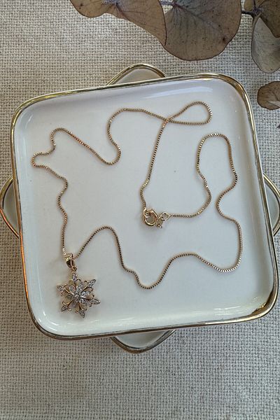 AURA ATELIER Snow Motif Steel Necklace 45cm