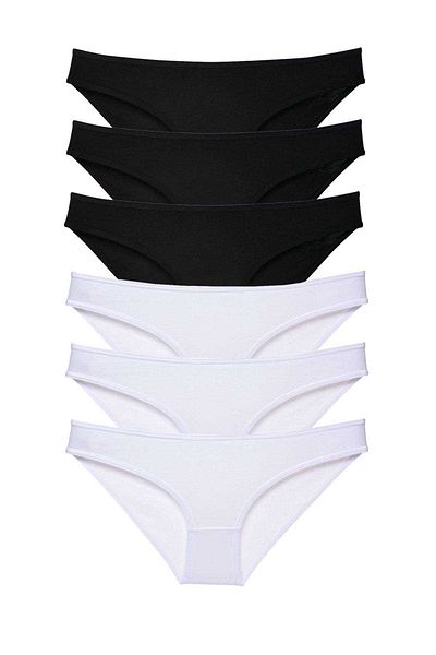 Angoravi 6 Pieces Eco Set Lycra Women's Slip Panties Black White