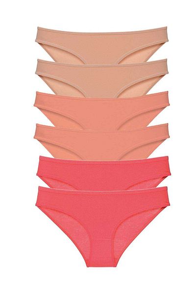 Angoravi 6 Pieces Super Eco Set Lycra Women's Slip Panties Skin Powder Fuchsia