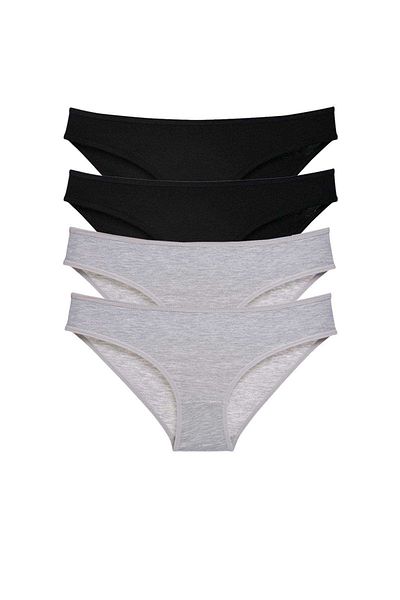 Angoravi 4 Pieces Super Eco Set Lycra Women's Slip Panties Black Gray