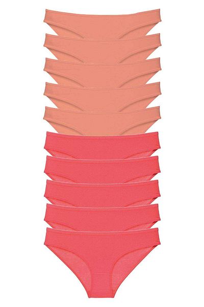 Angoravi 10 Pieces Eco Set Lycra Women's Slip Panties Powder Fuchsia