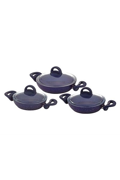 Vivaldi Vıvaldı Hitit Granite 6 Piece Omelet-Sahan Set Blue N022