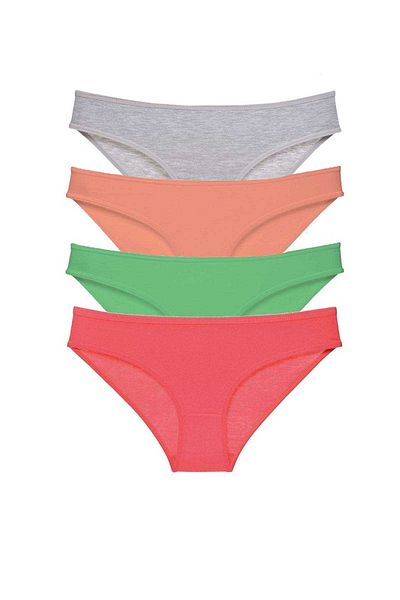 Angoravi 4 Pieces Super Eco Set Lycra Women's Slip Panties Gray Powder Green Fuchsia
