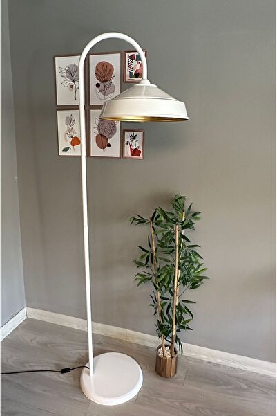 Bamyum Beyaz Lambader Modern Dekoratif Metal Oturma Odası Çalışma Odası Zemin Lambası