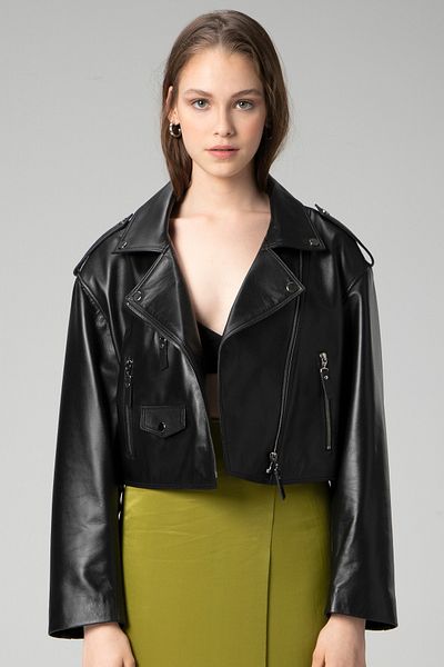 Dericlub Wm038A Genuine Leather Women's Coat Black