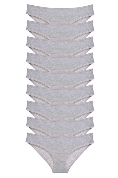 AC BOX 9 Pieces Super Eco Set Lycra Women's Slip Panties Gray