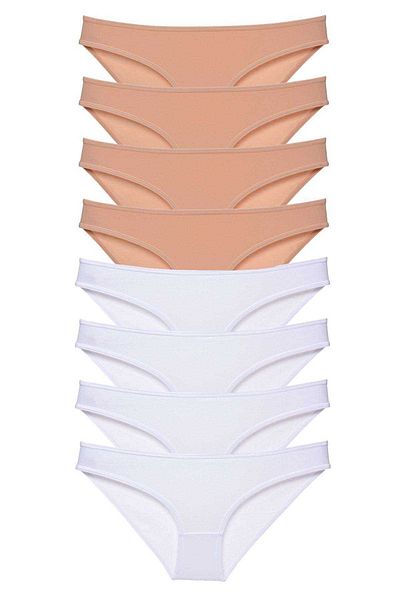 AC BOX 8 Pieces Super Eco Set Lycra Women's Slip Panties Skin White